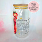16oz Strawberry Sangria Cocktail Recipe Glass with Bamboo Lid & Straw