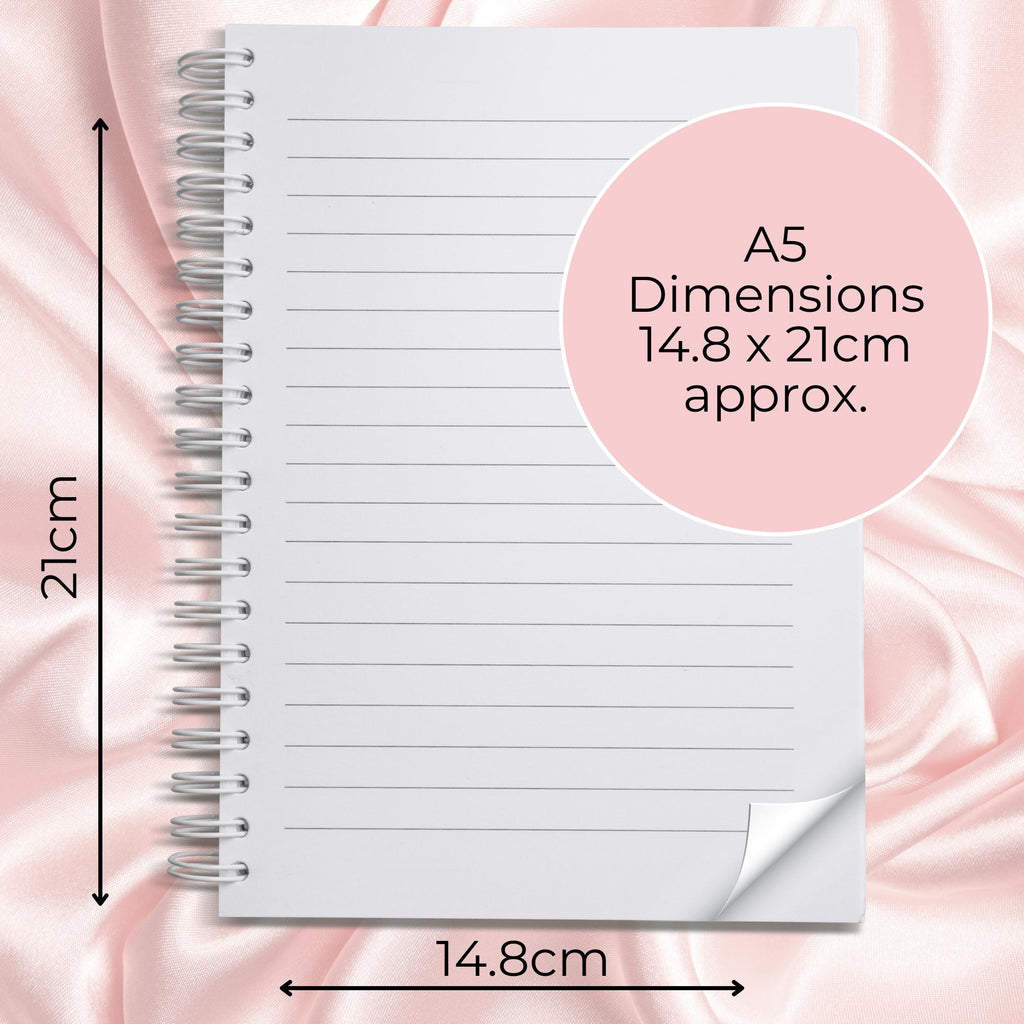 Personalised Orange Spritz Cocktail Girl A5 Notebook, Wire Bound Lined Journal Gift for Cocktail Lovers