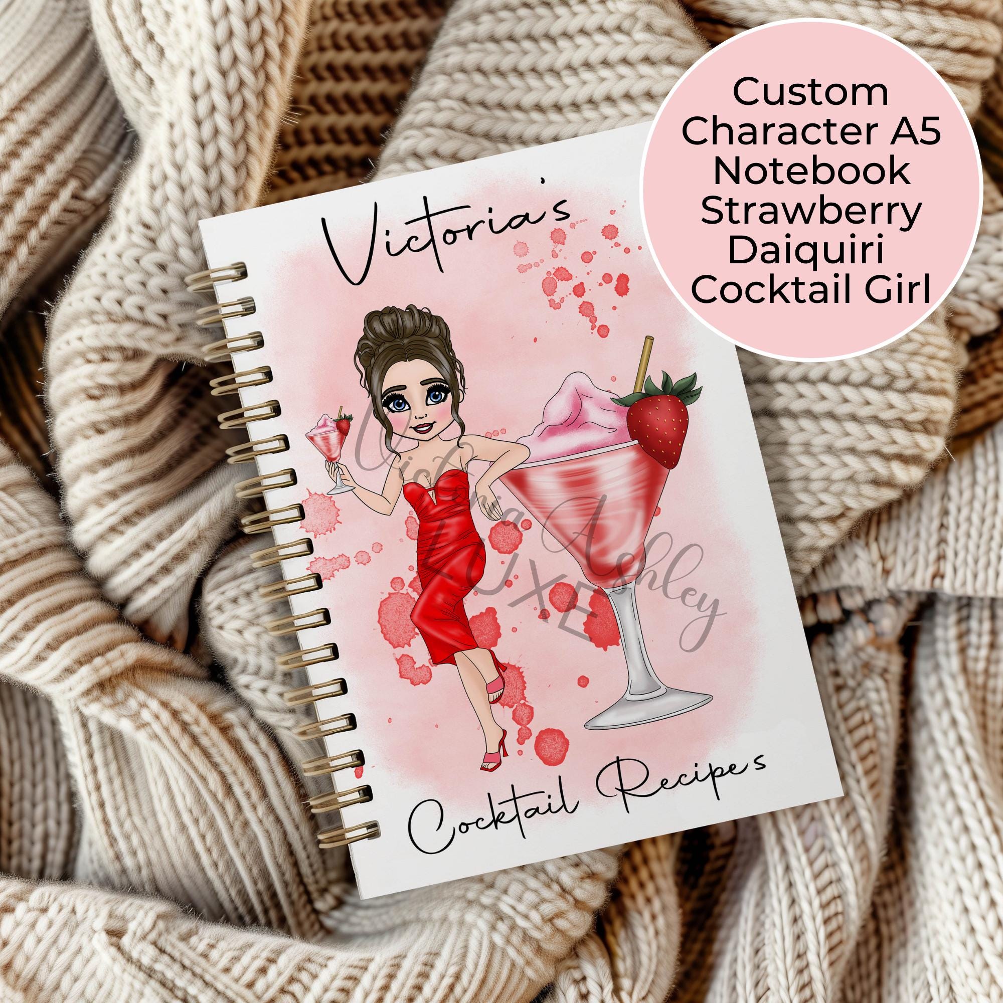Personalised A5 Strawberry Daiquiri Notebook Gift, Summer Soiree Gift For Graduation