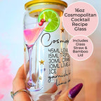 16oz Cosmopolitan Cocktail Recipe Glass with Bamboo Lid & Straw