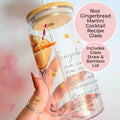 16oz Gingerbread Martini Cocktail Recipe Glass with Bamboo Lid & Straw