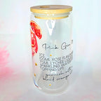 16oz Pink Gin 75 Cocktail Recipe Glass with Bamboo Lid & Straw