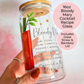 Bloody Mary Cocktail Recipe Glass with Bamboo Lid & Straw