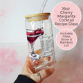Cherry Margarita Cocktail Recipe Glass with Bamboo Lid & Straw