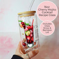 Cherry Mojito Cocktail Recipe Glass with Bamboo Lid & Straw