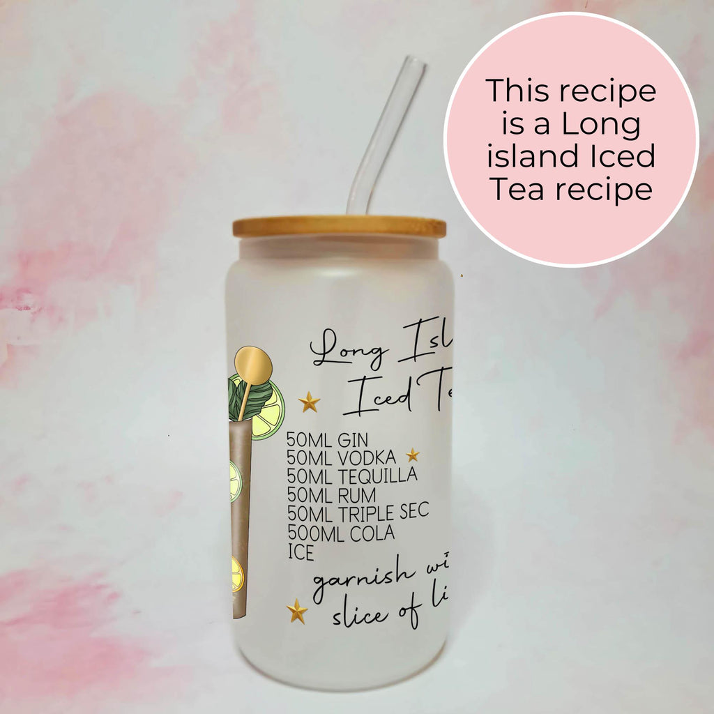 Personalised Long Island Iced Tea Character Glass With Cocktail Recipe