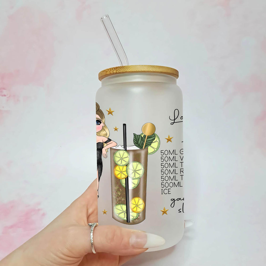 Personalised Long Island Iced Tea Character Glass With Cocktail Recipe