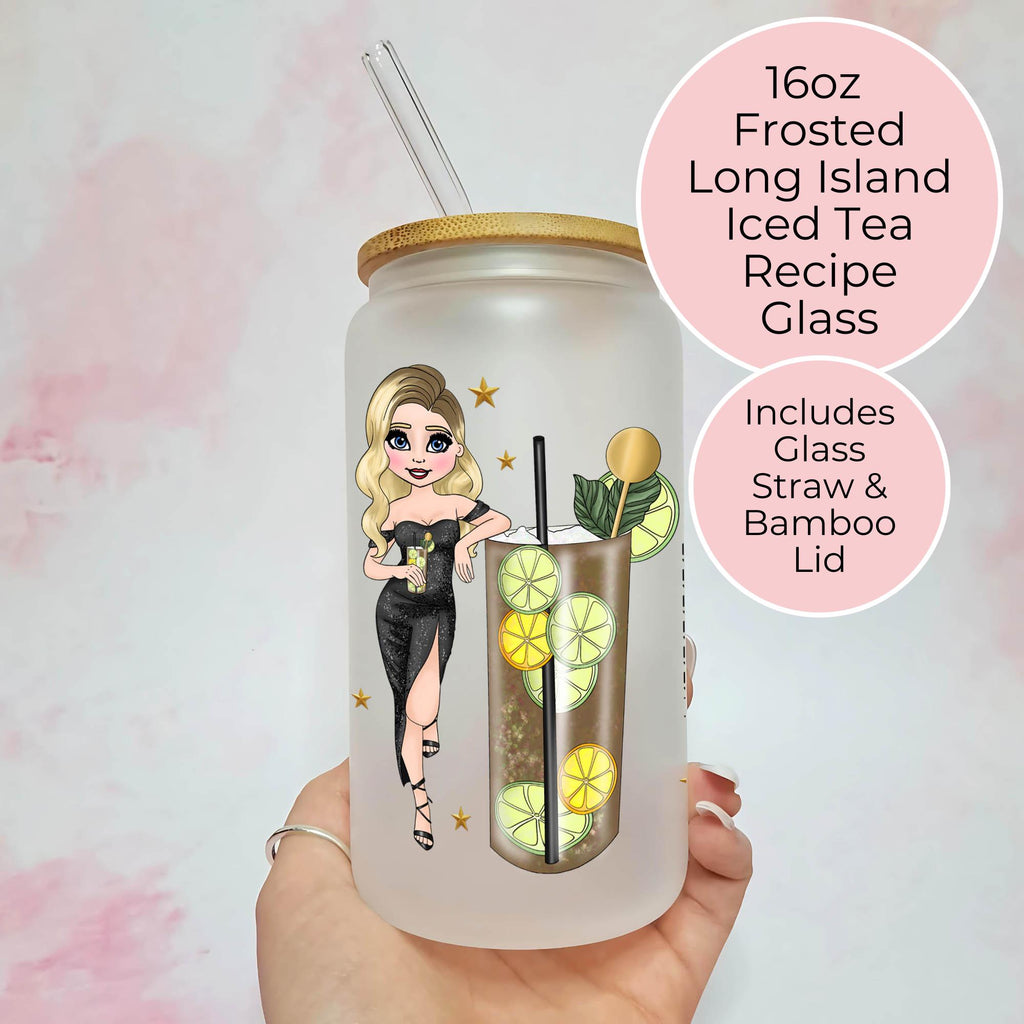 Personalised Long Island Iced Tea Character Glass With Cocktail Recipe