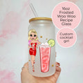 Personalised Woo Woo Character Glass With Cocktail Recipe, Couples Night In Cocktail Drinkware