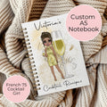 Personalised French 75 Themed Notebook Gift, Graduation Gift For Champagne Lover