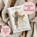 Personalised Martini Cocktail A5 Notebook, Birthday Gift For Mum, sister, Nana