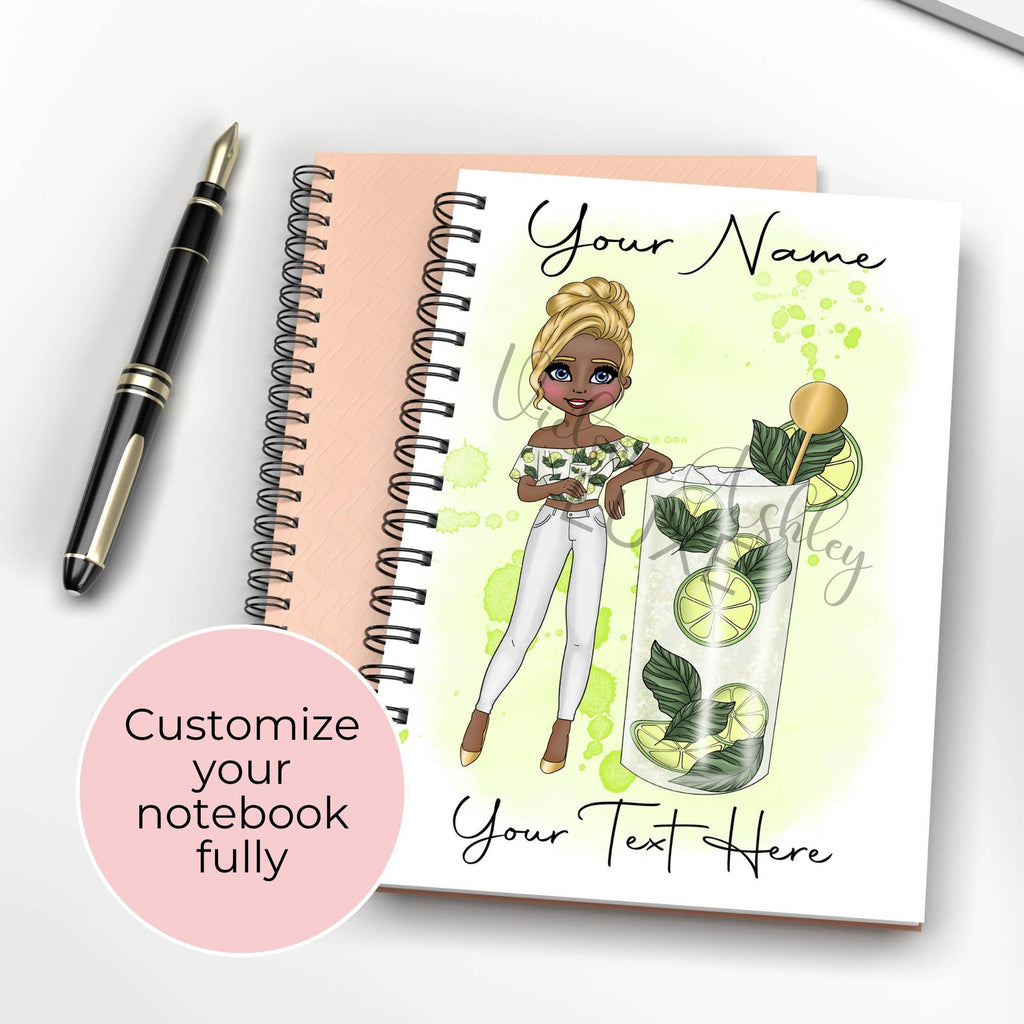 Personalised Mojito Cocktail Notebook Gift, Party Planning Notebook Diary