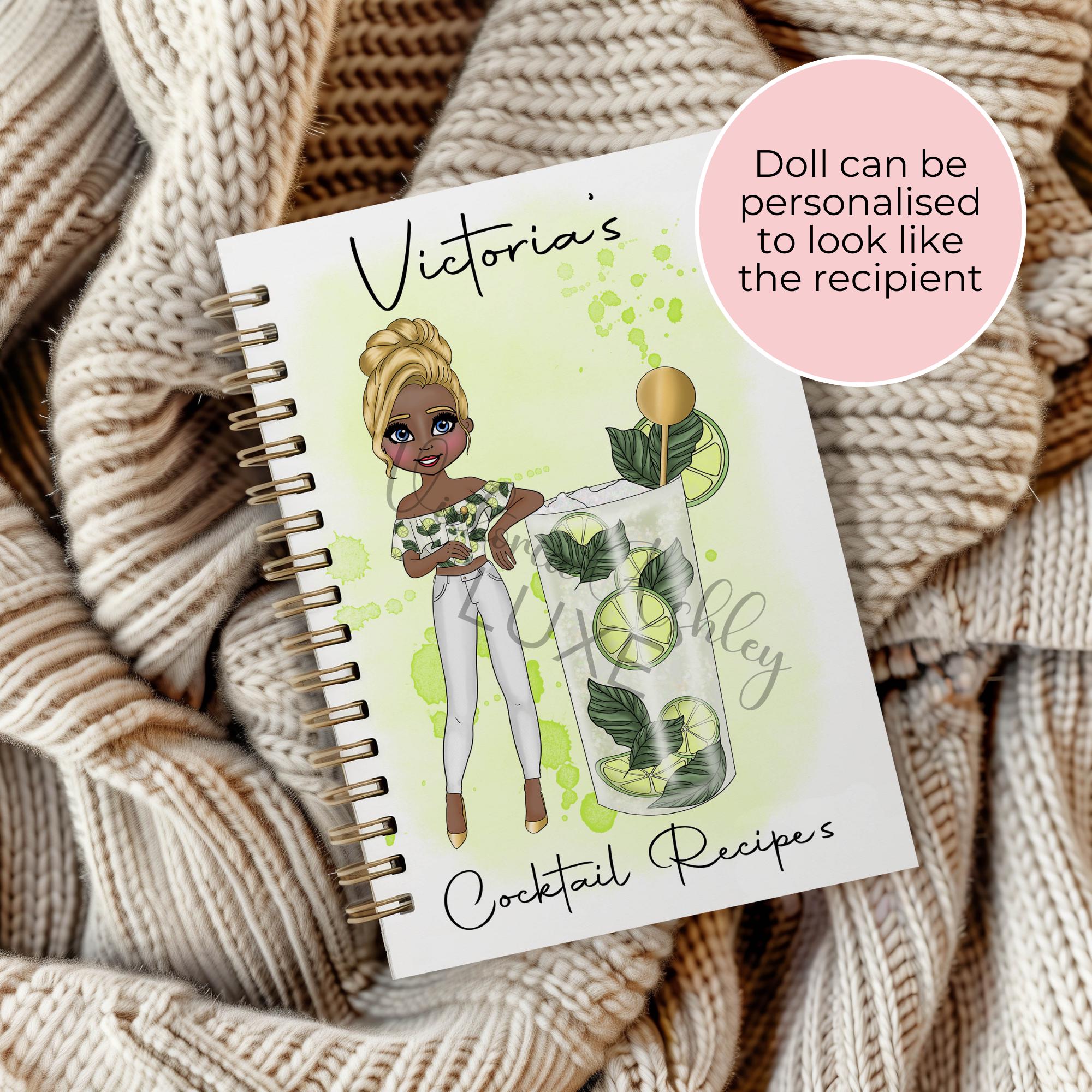 Personalised Mojito Cocktail Notebook Gift, Party Planning Notebook Diary