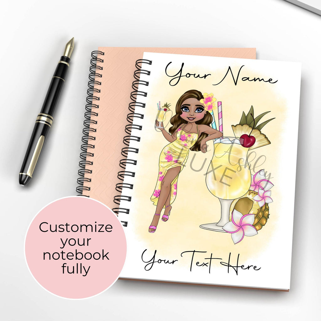 Personalised Pina Colada Cocktail Notekook, A5 Wedding Planning Notebook Gift