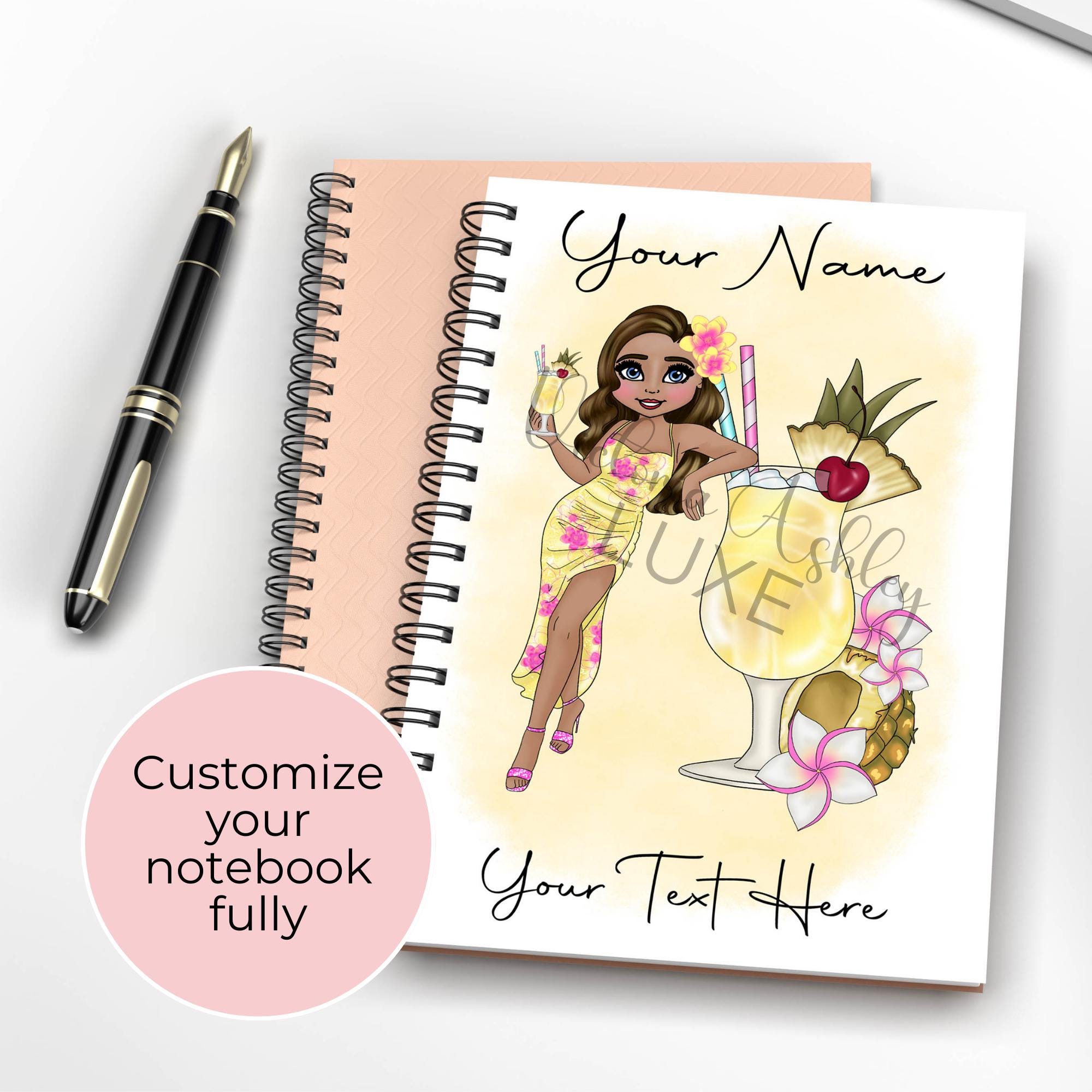 Personalised Pina Colada Cocktail Notekook, A5 Wedding Planning Notebook Gift