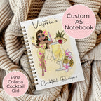 Personalised Pina Colada Cocktail Notekook, A5 Wedding Planning Notebook Gift