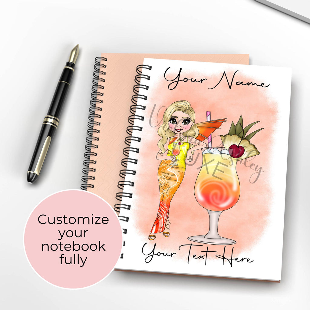 Personalised Sec on the Beach Cocktail Notebook Gift, Party Planning Notebook Diary