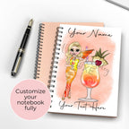 Personalised Sec on the Beach Cocktail Notebook Gift, Party Planning Notebook Diary