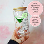 Appletini Cocktail Recipe Glass with Bamboo Lid & Straw