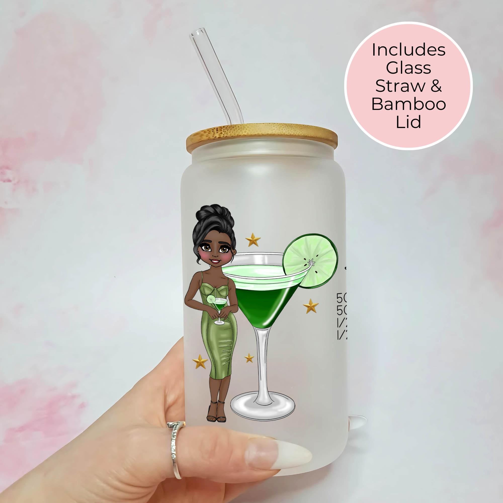 Personalised Appletini Character Glass With Cocktail Recipe