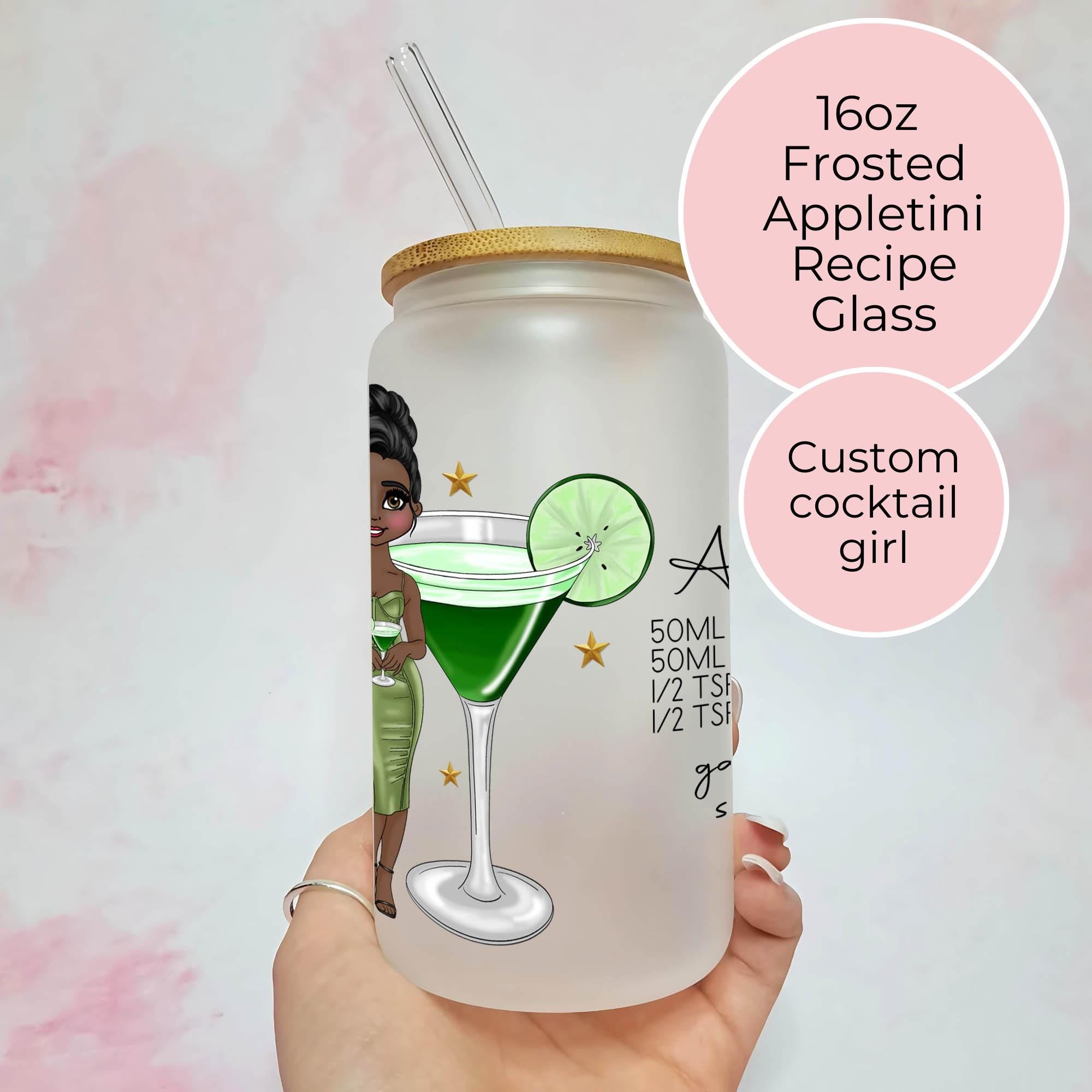 Personalised Appletini Character Glass With Cocktail Recipe