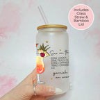 Personalised Sex on the Beach Character Glass With Cocktail Recipe, Summer Soiree Party Drinkware