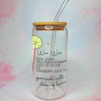 Woo Woo Cocktail Recipe Glass with Bamboo Lid & Straw