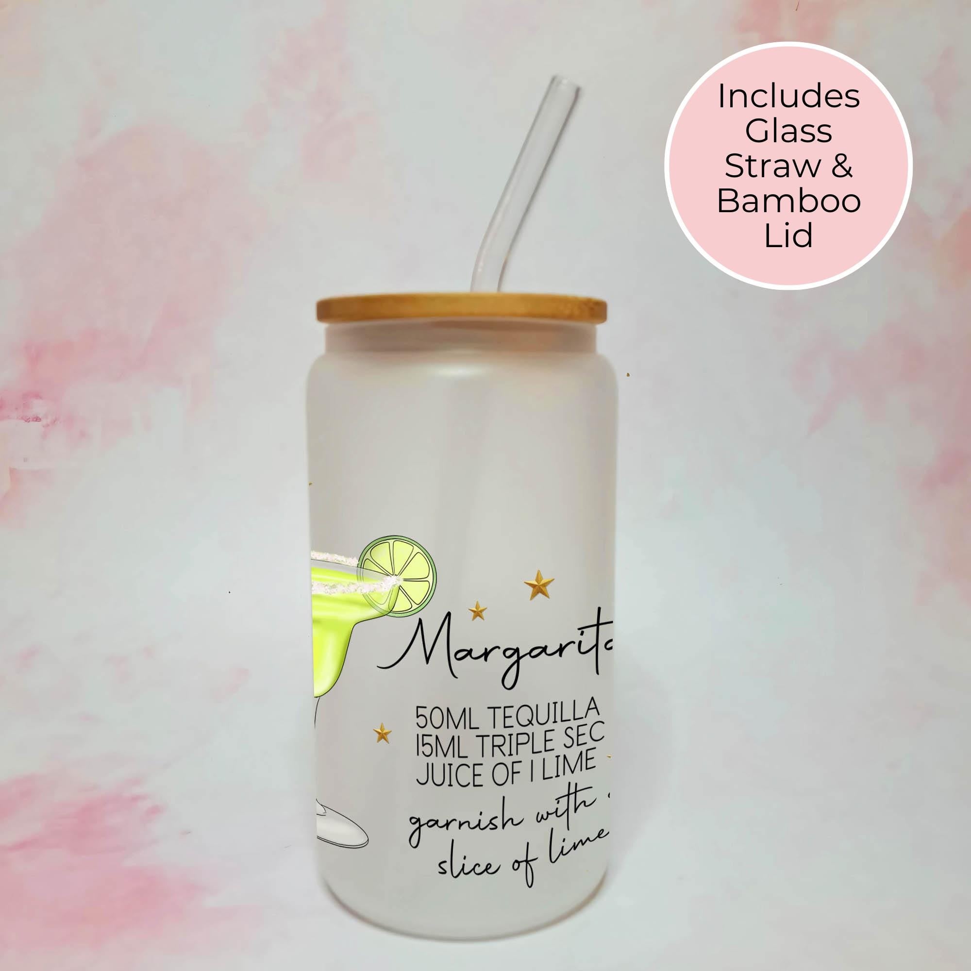 Personalised Margarita Character Glass With Cocktail Recipe, Girls Cocktail Night Drinkware
