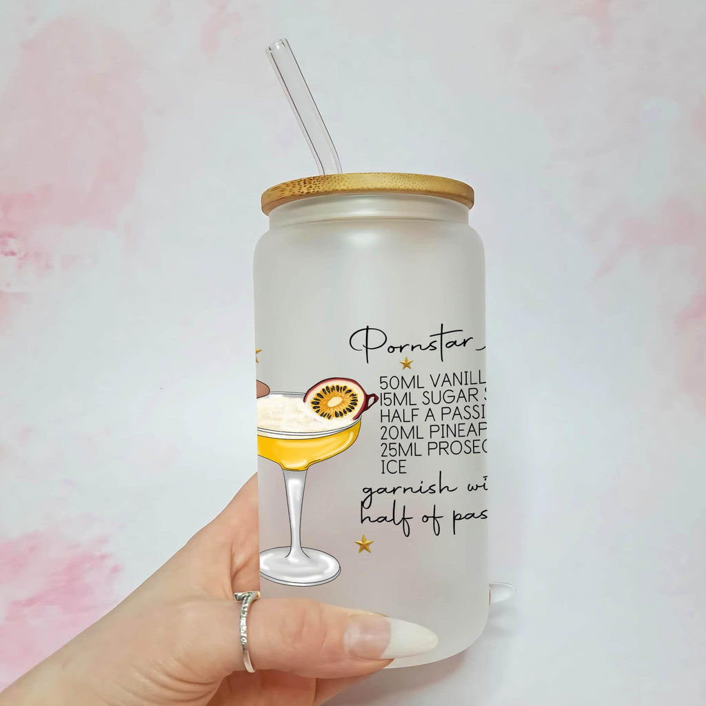 Personalised Pornstar Martini i Frosted Recipe Glass With Custom Character
