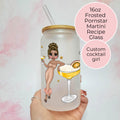 Personalised Pornstar Martini i Frosted Recipe Glass With Custom Character