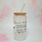 Personalised Espresso Martini Character Glass With Cocktail Recipe, Girls Night In Cocktail Drinkware