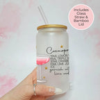 16oz Cosmopolitan Cocktail Recipe Glass with Bamboo Lid & Straw