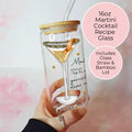 16oz Martini Cocktail Recipe Glass with Bamboo Lid & Straw