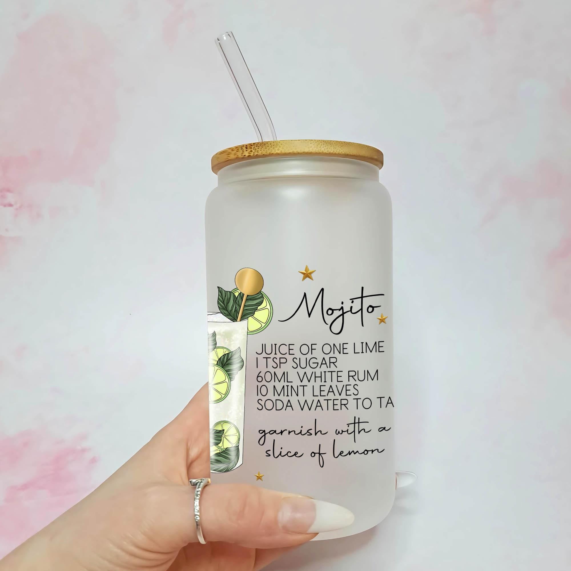 Personalised Mojito Character Glass With Cocktail Recipe, End Of Term Teacher Gift