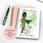 Personalised Appletini Cocktail Spiral Journal, Cocktail Planning Notebook Gift For Her
