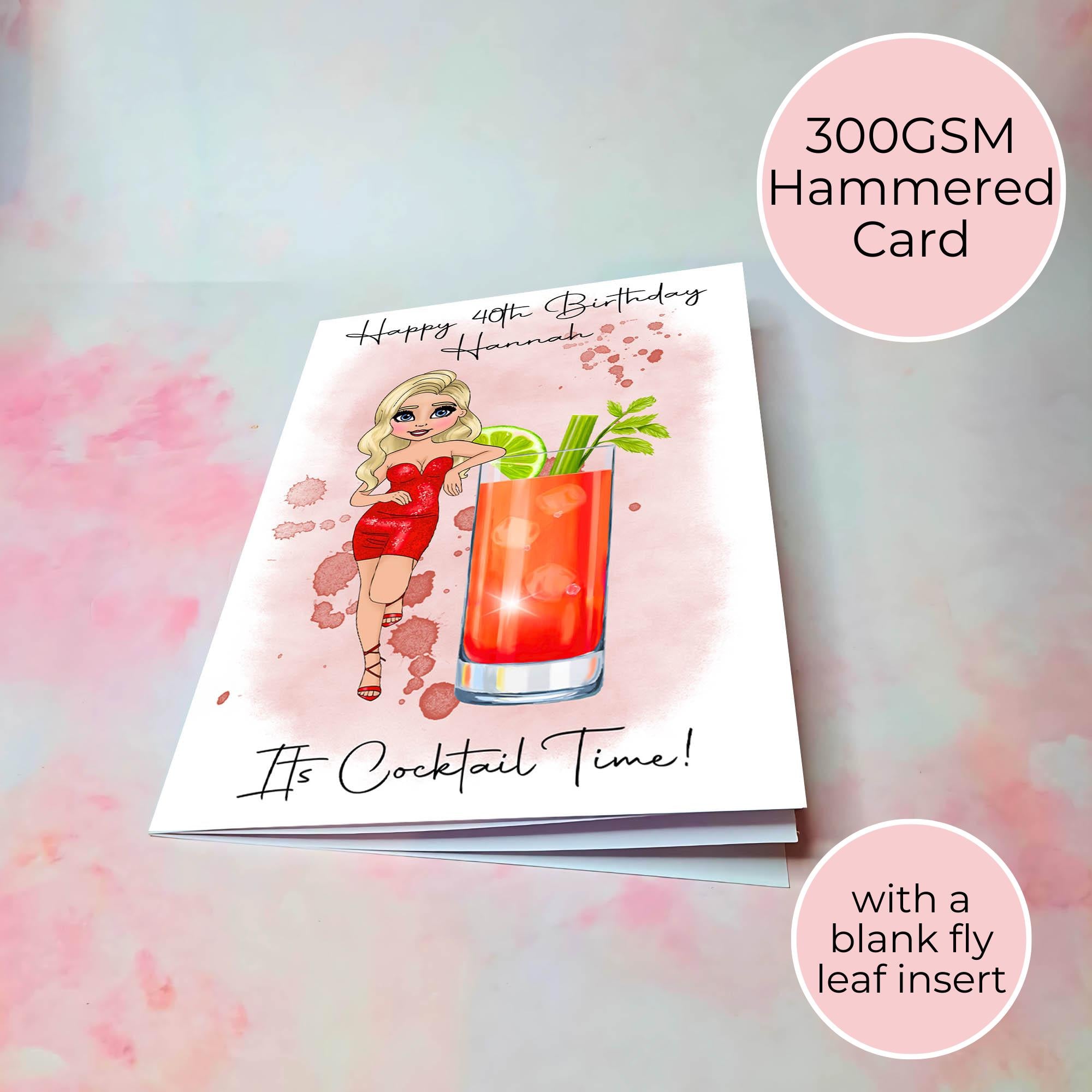 Personalised Bloody Mary Birthday Card, A5 Greeting Card For Milestone Birthday