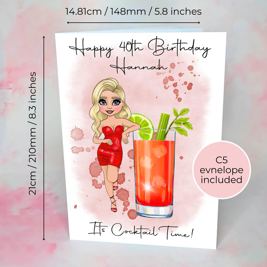 Personalised Bloody Mary Birthday Card, A5 Greeting Card For Milestone Birthday