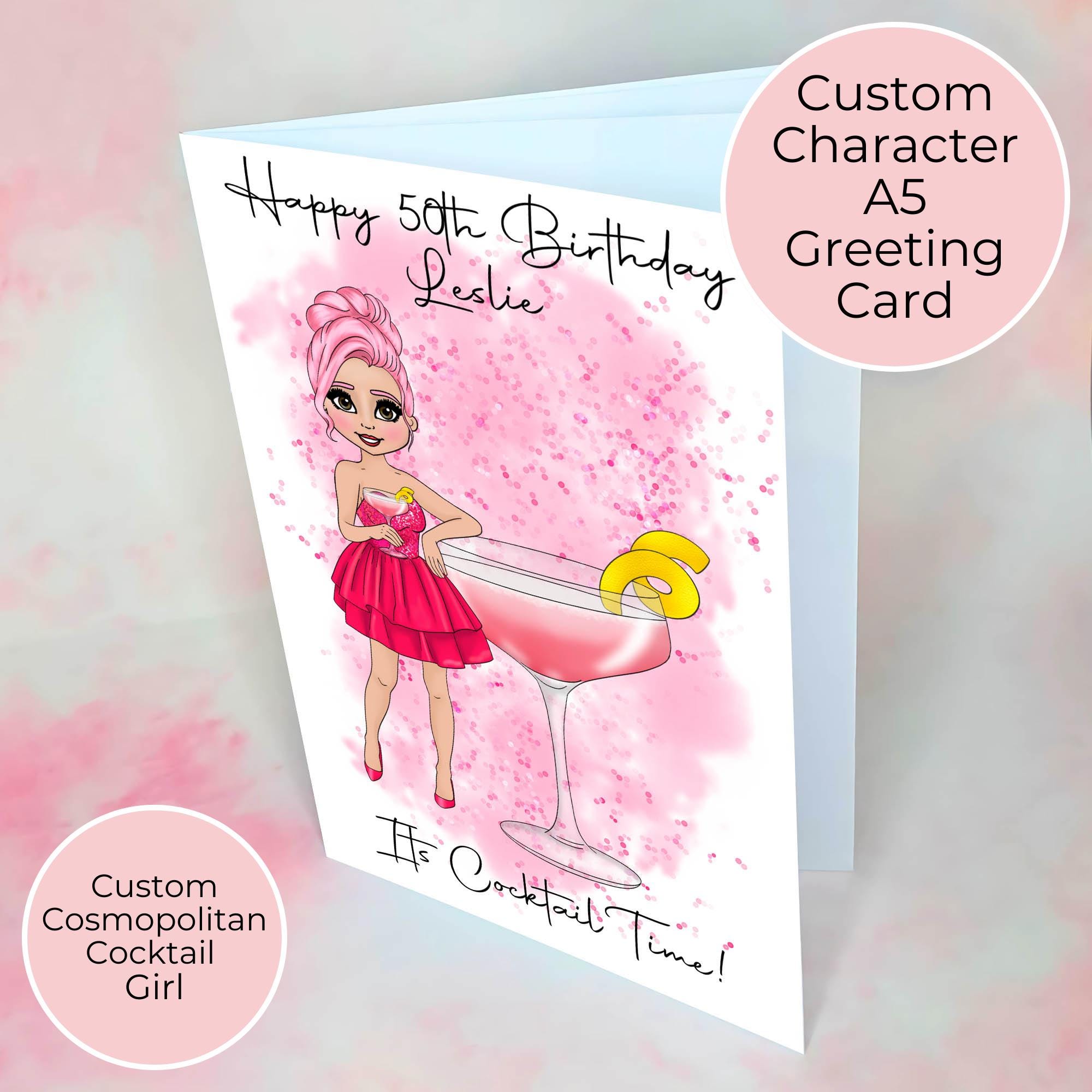 Personalised Cosmopolitan Birthday Card, A5 Greeting Card For Her