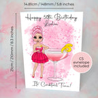 Personalised Cosmopolitan Birthday Card, A5 Greeting Card For Her