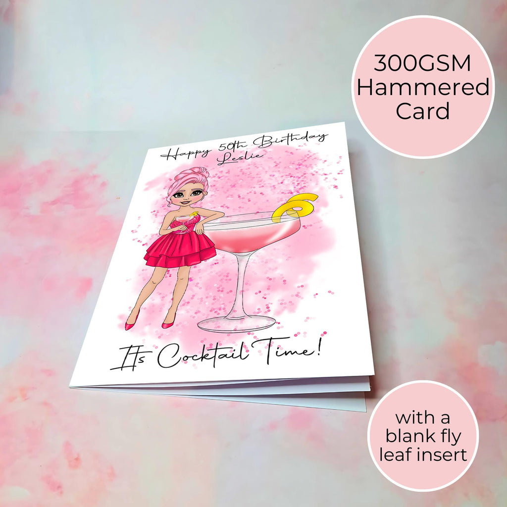 Personalised Cosmopolitan Birthday Card, A5 Greeting Card For Her