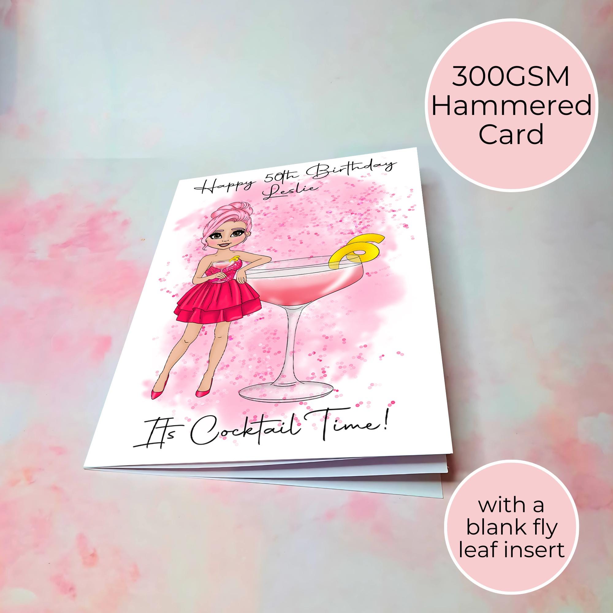 Personalised Cosmopolitan Birthday Card, A5 Greeting Card For Her