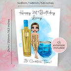 Personalised AU Vodka Drink And Cocktail Girl Card, A5 Birthday Card For Best Friend