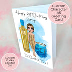 Personalised AU Vodka Drink And Cocktail Girl Card, A5 Birthday Card For Best Friend