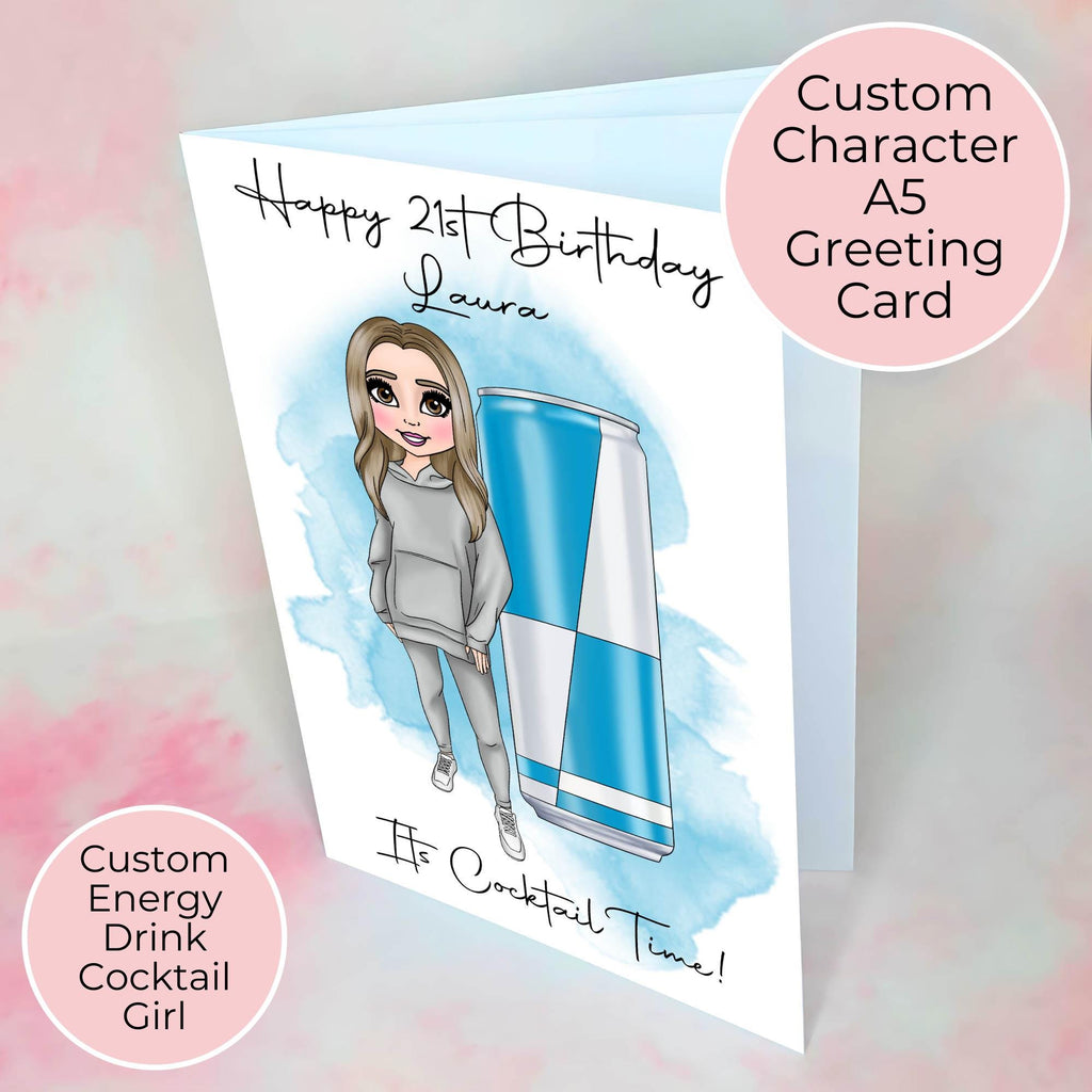 Personalised Energy Drink Birthday Card,  18th 21st Birthday Card For Her