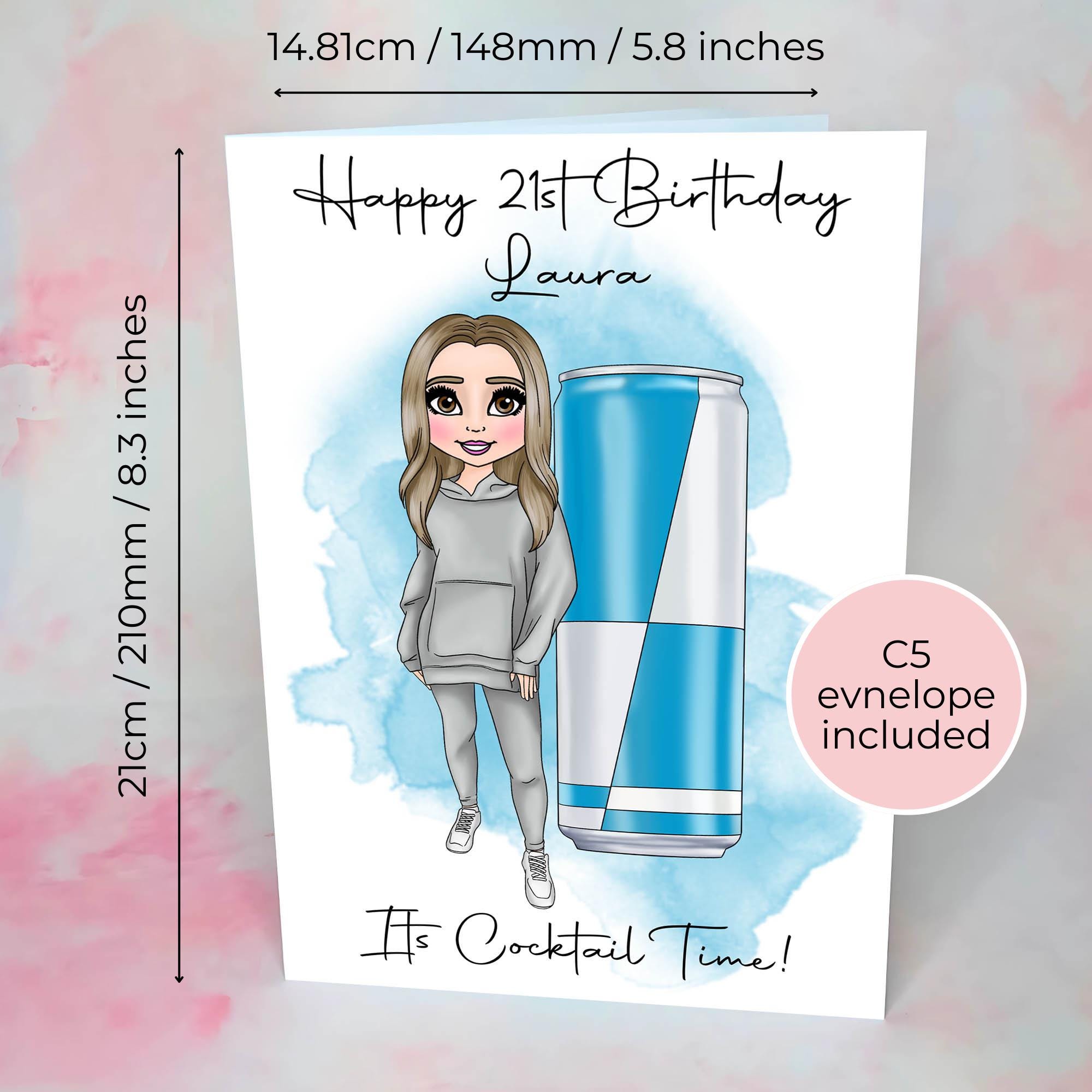 Personalised Energy Drink Birthday Card,  18th 21st Birthday Card For Her
