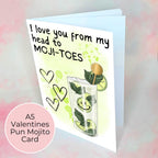 Punny Mojito Greeting Card For His Or Her Birthday, Mojito Cocktail A5 Card