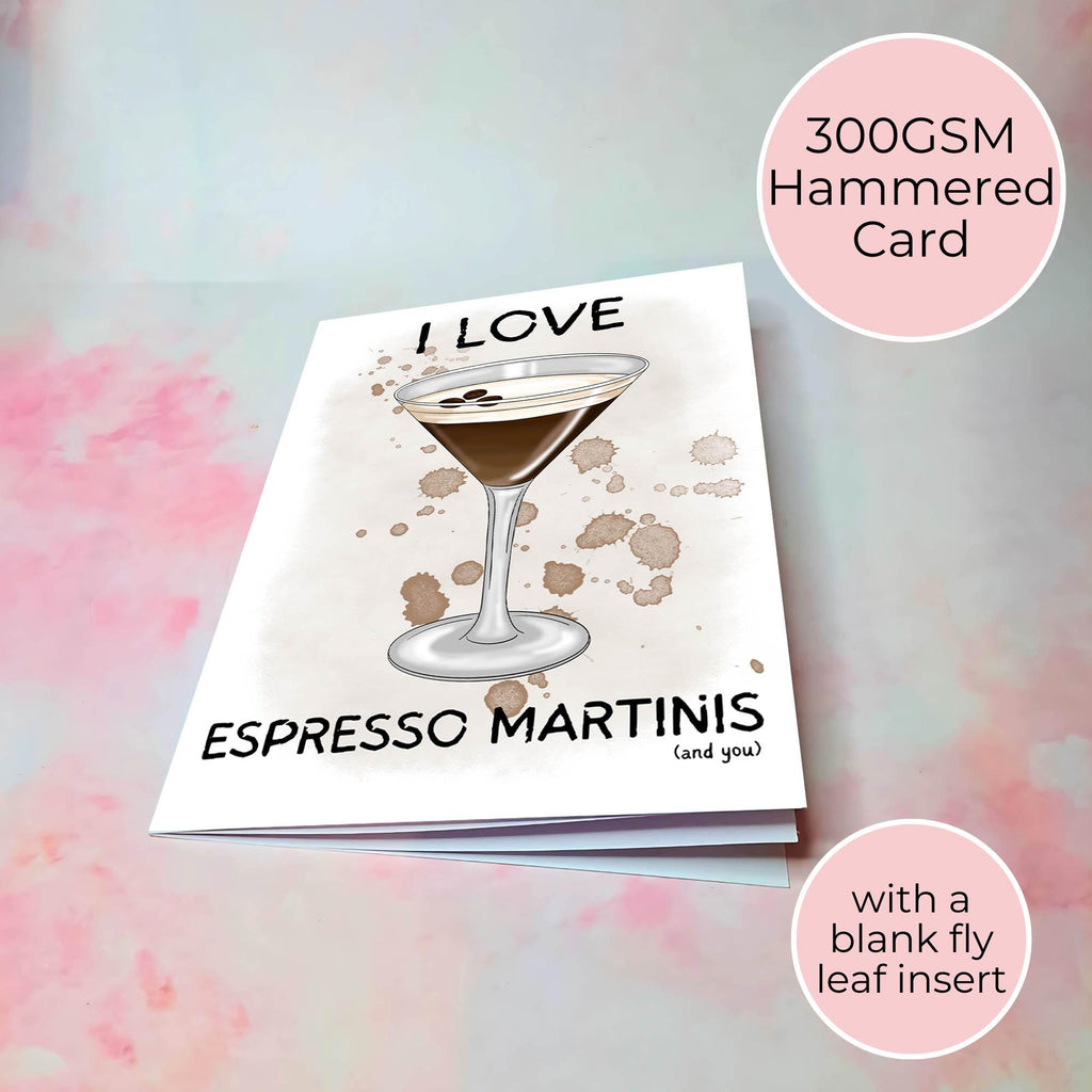 Funny Espresso Martini Cocktail Illustration Card, Pun A5 Card For Girl Friend