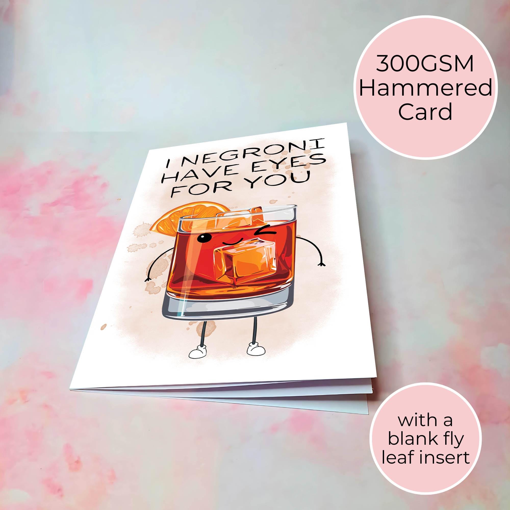 Funny Negroni Cocktail Illustration Card For Him, Cocktail Pun Card A5