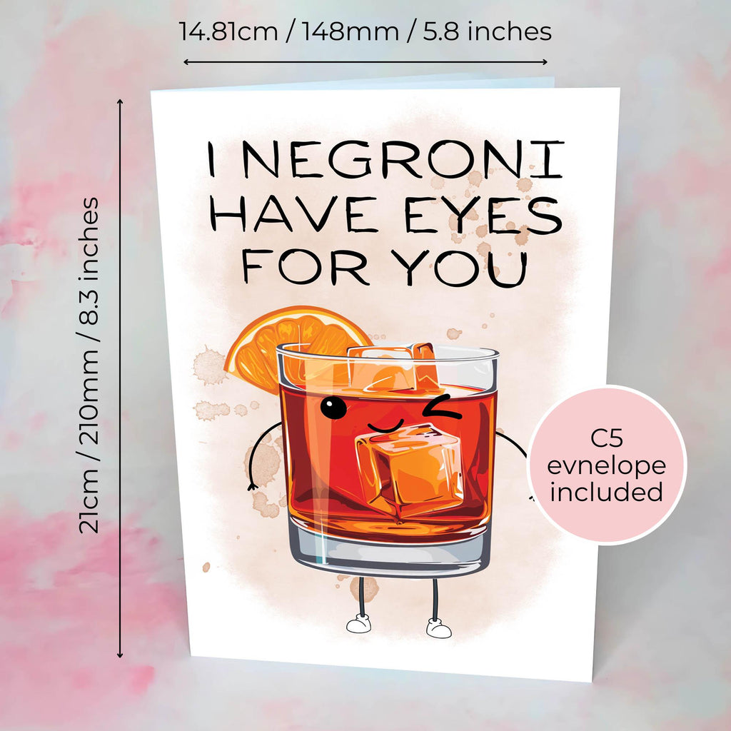 Funny Negroni Cocktail Illustration Card For Him, Cocktail Pun Card A5