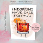 Funny Negroni Cocktail Illustration Card For Him, Cocktail Pun Card A5